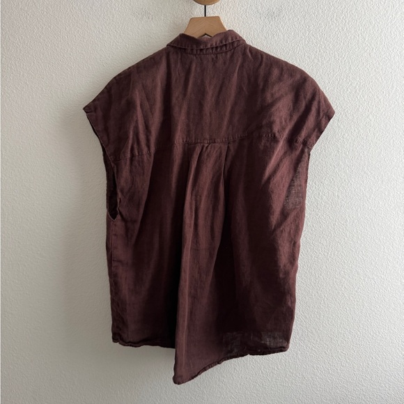 Zara Linen Sleeveless Button Down Shirt - Picture 5 of 7
